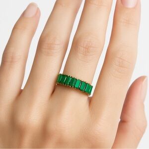 Eternity Ring with Gold Setting And Green Emerald Gemstones